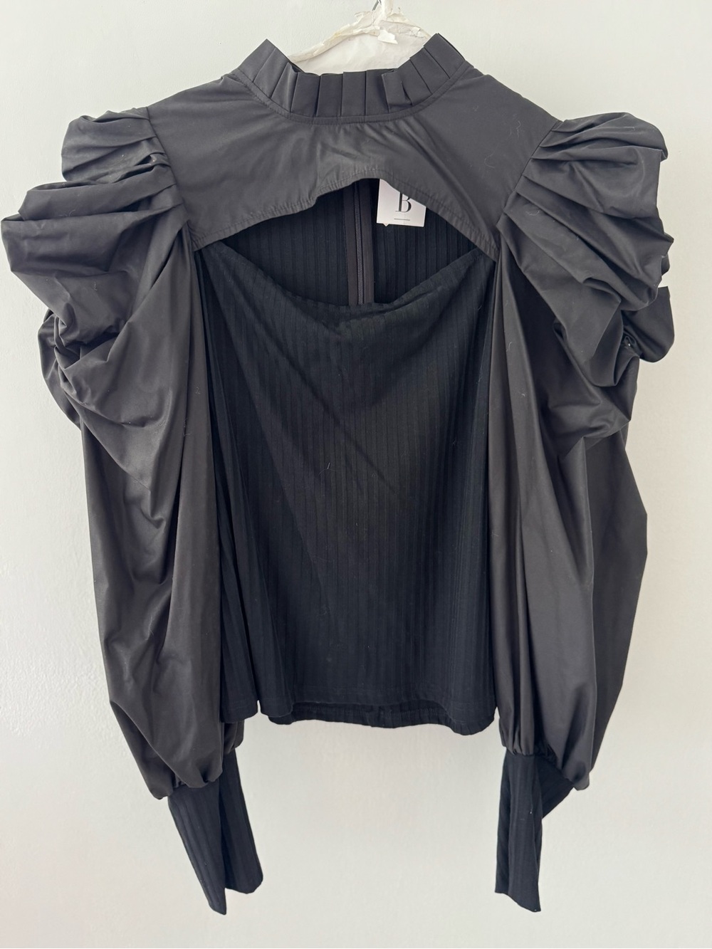 Black Puff-Sleeve Blouse - Contemporary Women's Top